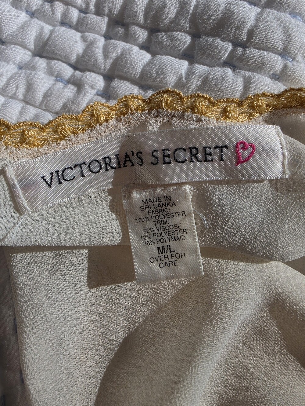 Vintage Victoria's Secret Sheer Ivory Gold Embroidered Maxi Robe Y2K M/L Peignoi - Picture 10 of 11